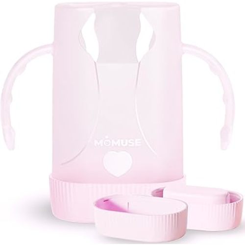 MOMUSE Dual-Lid Squeeze Pouch Holder for Food Pouches & Drink Boxes, Baby Pouch Holder with Larger Capacity, Versatile Design for Self-Feeding, Anti-Squeeze Pouch Holder No Spill No Mess, Lightweight