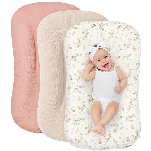 Muslin Baby Lounger Cover 3 Pack,100% Cotton Newborn Lounger Cover,Newborn Nursery Essentials,Breathable Soft Lounger Protectors（Covers Only