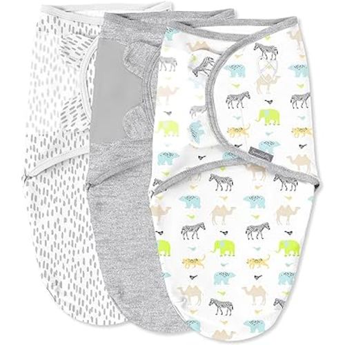 SwaddleMe by Ingenuity Original Swaddle - Size Small/Medium, 0-3 Months, 3-Pack (Lil Wild One)