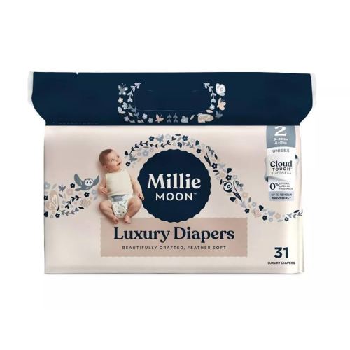 Millie Moon Luxury Diapers (Size-2 and Count-31) white-10 to 18 lbs (Pack of 1)