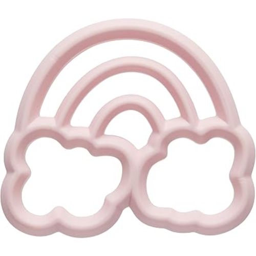 Itzy Ritzy Silicone Baby Teether – BPA-Free Infant Teether with Easy-to-Hold Design & Textured Back Side to Massage & Soothe Sore, Swollen Gums - Teething Toy for 3 Months & Up - Rainbow