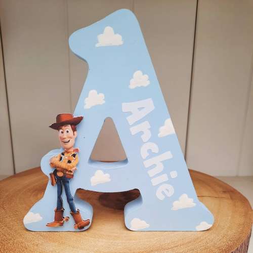 Personalised Wooden Letter, Handmade Wooden Freestanding Toy Story Inspired Letter Name. Gift Bedroom Decor Shelfie. Bedroom accessories