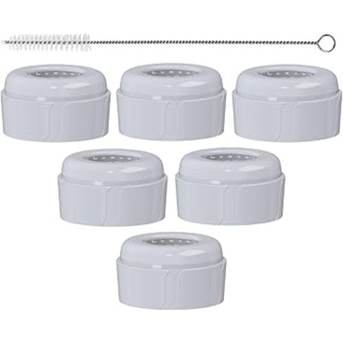 6pcs Replacement Baby Bottle Nipple Ring Collars w/Cleaning Brush for Dr. Brown's Narrow Bottles 4oz & 8oz | 1 Count(Pack of 6) BPA Free | Plastic & Glass Bottles | Mess-Free No Leak or Spills Collars