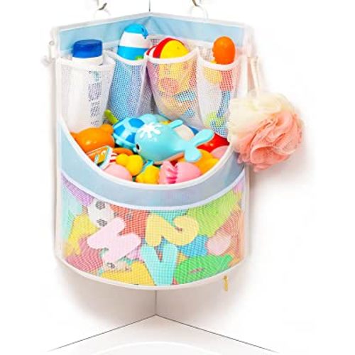 PVC Material Bathtub Toy Holder Prevent Long Spots Bath Toy Storage Bath Toys for Kids Ages 4-8 17“x13”Mesh Bath Toy Holder let Baby Bath Toys Quick Drying