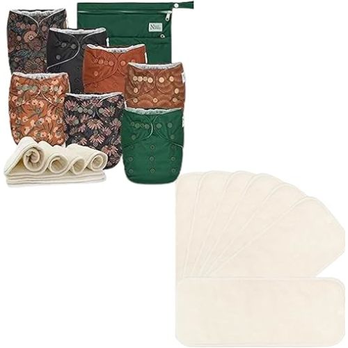 Nora's Nursery Cloth Diapers + 7 Pack Inserts with Snap