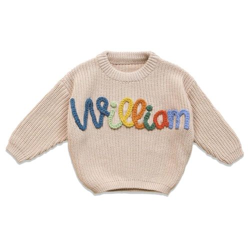 Personalized Baby Sweater with Name,One Birthday Gift,Custom Name Embroidered Knit Sweater,Newborn Baby Girl Boy Sweater,Monogrammed Newborn Gifts