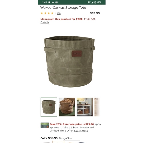 Waxed-Canvas Storage Tote | Baskets & Totes at L.L.Bean