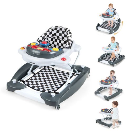 Infans 6 In 1 Baby Walker Adjustable Toddler Walker & Activity Center With Music Tray