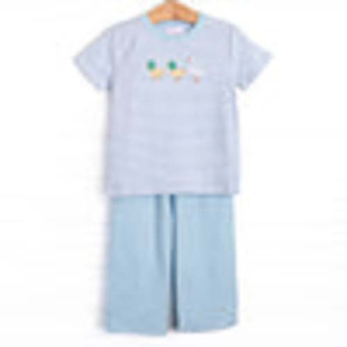 Duck, Duck, Goose Applique Pant Set, Blue – Stitchy Fish