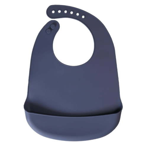 Baby Pick BPA-Free Waterproof Dishwasher Safe Silicone Feeding Bib with Food Catcher Slate, Blue