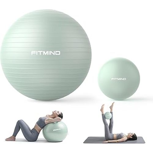 FITMIND_ Extra Thick Exercise Ball Yoga Ball 22in/26in/30in for Workout Pregnancy Stability,Anti-Burst and Slip Resistant Swiss Ball with Pump for Yoga, Pilates, Fitness,Birthing,Physical Therapy