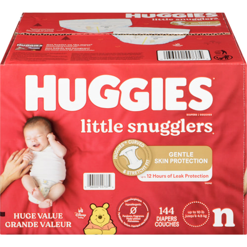 Little Snugglers Baby Diapers, Size Newborn (up to 10 lbs), 144 Ct