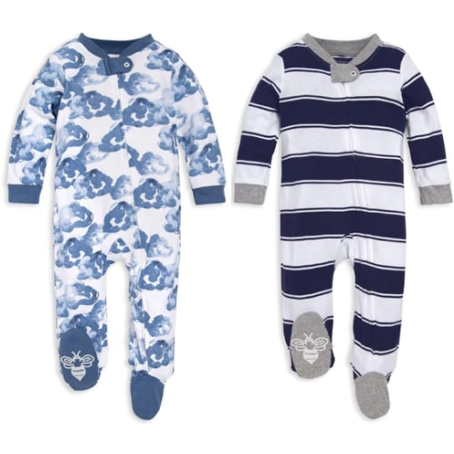 Burt's Bees Baby Boys' Zip Front Footed Pajamas 3-6 months