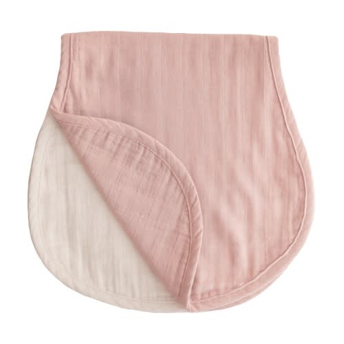 Mushie Muslin Baby Burp Cloth Organic Cotton 2-Pack, Blush/Fog