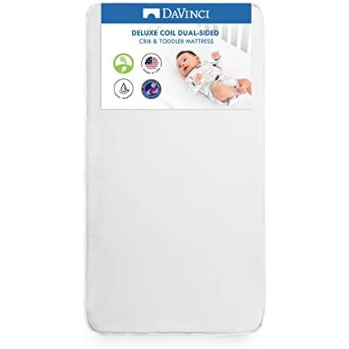 DaVinci Deluxe Coil Dual-sided Crib & Toddler Mattress, Extra firm, Waterproof, Greenguard Gold Certified