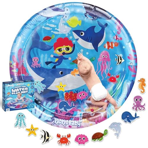Extra Large: Water Tummy Time Mat for Baby - 40"x40" Large Premium Tummy Time Toys for Baby Boy or Baby Girl, Infant Water Mat for Above 3 Month, Water Play Mat for Baby, Sensory Play Mat (Blue Whale)