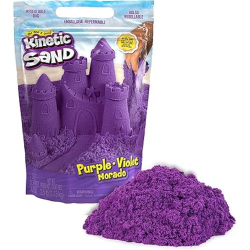 Kinetic Sand, 2.5lbs Purple Play Sand, Moldable Sensory Toys for Kids, Resealable Bag, for Ages 3 and up