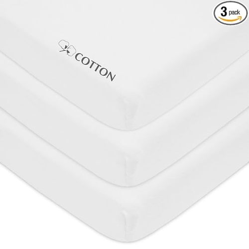 American Baby Company 3 Pack Fitted Mini Crib Sheets 38" x 24" - White