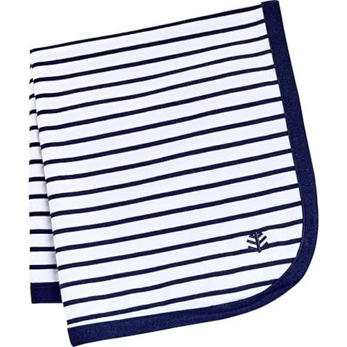 Coolibar UPF 50+ Baby Batibou Sun Blanket - Sun Protective (One Size- White/Navy Stripe)