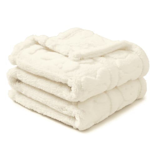 CREVENT Soft Warm Sherpa Bear Baby Blanket for Girls Boys,for Infant Toddler Crib Stroller Nursery Bed,30''×40'',Ivory Bear