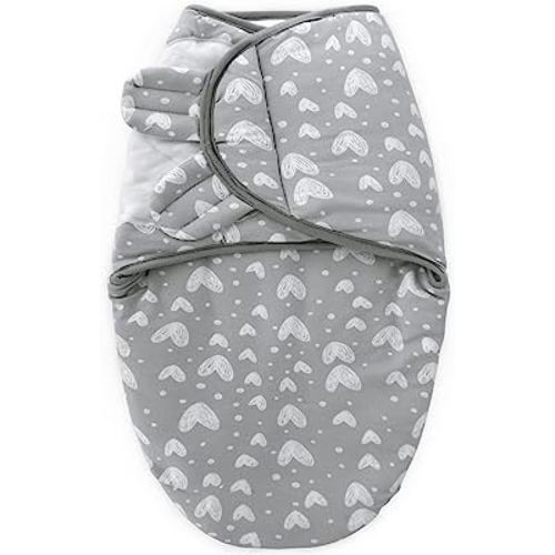 Biloban Baby Swaddles 0-3 Months for Boy Girls, Warm Quilted Baby Swaddle, Newborn Swaddle, Adjustable Swaddle Blanket, Lovely Grey Hearts, 1 Pack