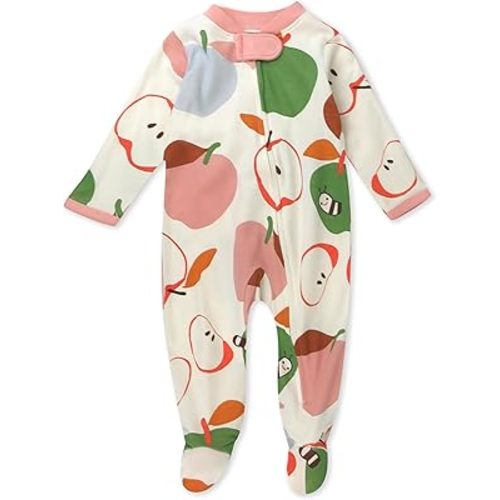 HonestBaby Baby Girls' Sleep and Play Footed Pajamas One-Piece Sleeper Jumpsuit Zip-front Pjs Organic Cotton