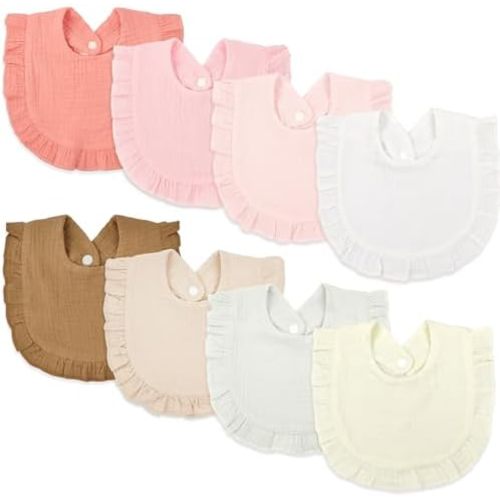 EllieHouse Baby Bibs for Girls Boys 8 Pack Muslin Bibs Drool Bibs Muslin Cotton Bibs for Baby Girls Boys Teething Bibs