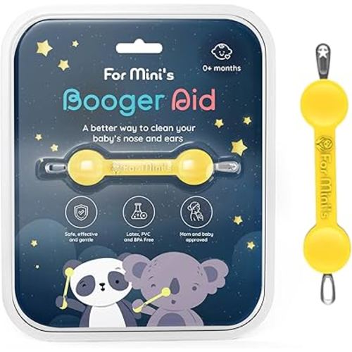 for Mini’s Booger Aid - Gentle, Safe, and Non-Toxic Nose and Ear Cleaning Tool for Infants and Toddlers (Yellow, Small)