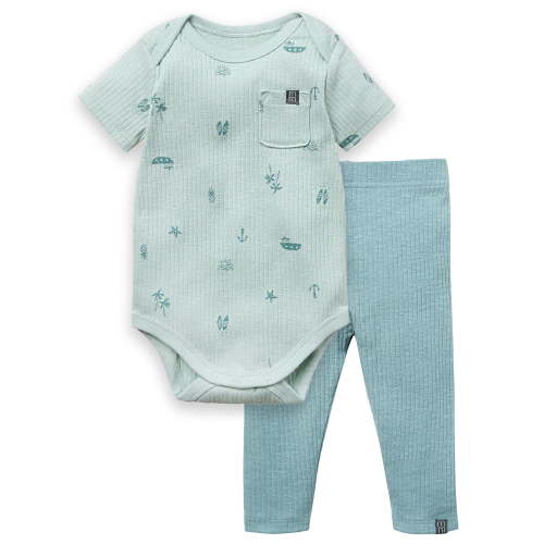 Modern Moments by Gerber Baby Neutral Organic Bodysuit and Legging Outfit Set, Sizes 0/3 Months - 24 Months