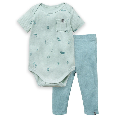 Modern Moments by Gerber Baby Neutral Organic Bodysuit and Legging Outfit Set, Sizes 0/3 Months - 24 Months