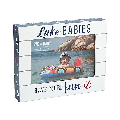 Pavilion Gift Company - Lake Babies Have More Fun - Horizontal 7.5" x 6" Self-Standing Picture Frame - Holds 4" x 6" Photo Children Kids Family Memory Lake-Lover Present Lake House Cottage Gift