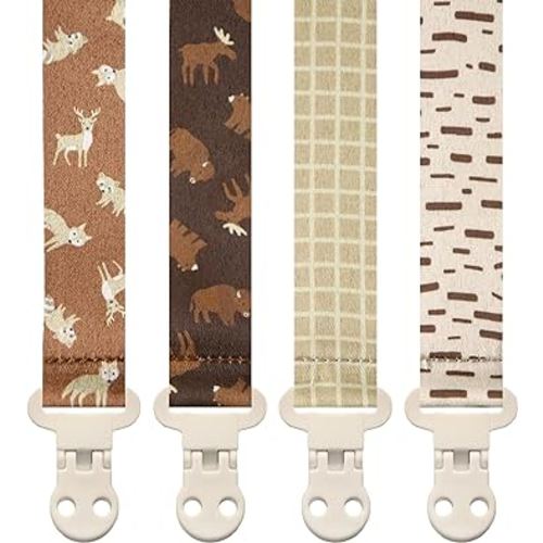 Baby Pacifier Clip Leash Soothie Holder Unisex for Girl or Boy 4 Pack Gift Set Universal Fit
