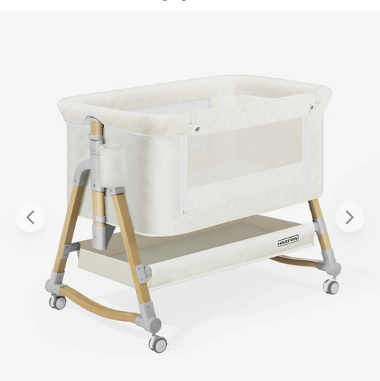 Harppa Cuddly 3-in-1 Baby Bassinet & Bedside Sleeper, Rocking Newborn Bed with Wheels & Mosquito Net