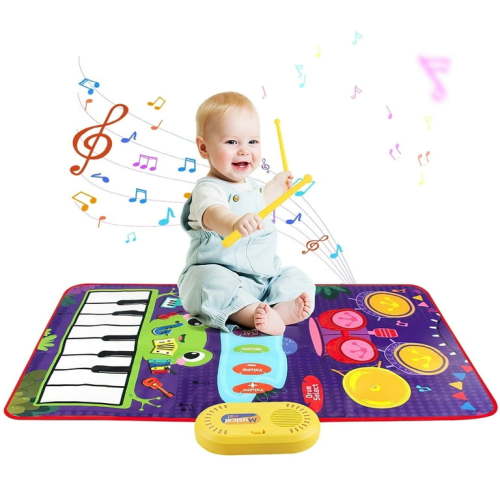Floor Piano Mat for Toddlers, Baby Kid Sensory Early Educational Dancing Keyboard Carpet Touch Playmat Musical Mats Birthday Toddler Toys for 1 2 3 4 5 Year Old Boy Girl Gifts