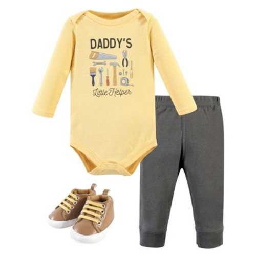Hudson Baby Infant Boy Cotton Bodysuit, Pant and Shoe Set, Construction Work Long Sleeve, Size: 12-18 months
