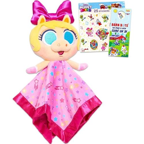 Miss Piggy Plush Blanket Set - Bundle with Muppets Security Blanket Plus Stickers and More | Blankie Stuffed Animal Plush Doll for Babies and Toddlers