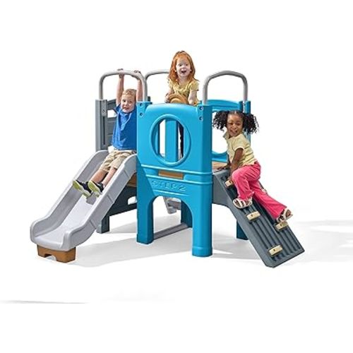 Step2 Scout & Slide Climber, Kids Outdoor Playset, Backyard Playground Set, Slide, Climbing Wall, Tunnel, Outside Vintage Style Jungle Gym, for Toddlers 2-6 Years Old