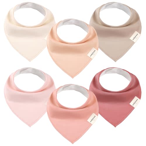 POIKSHARK 6 Pack Baby Bibs for Teething and Drooling, Organic Infant Bandana Drool Bibs for Boys and Girls, Unisex Color, Soft Cotton Bibs for Newborn - Sakura