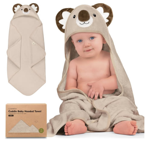 KeaBabies Hooded Baby Towel for Newborn - Viscose Derived from Bamboo Large Baby Bath Towels with Hood for Boys, Girls, Toddler, Extra Absorbent & Soft Newborn Bath Essentials (Koala, Regular)