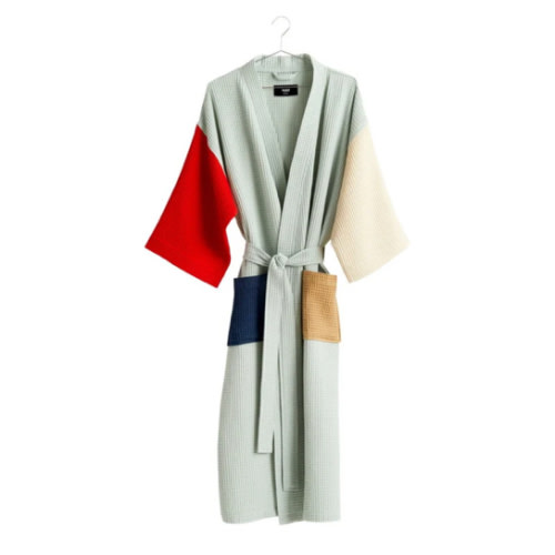 Waffle bathrobe, one size, glacier multi