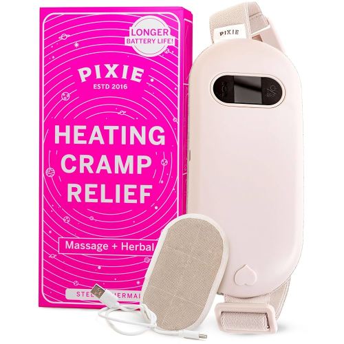 Pixie Rechargeable Heating Pad for Cramps - Only Device Using Pain Relieving Herbal Packs Doubling The Effectiveness - FSA/HSA Approved Relief Belt for Back - Thoughtful Gift Idea for Women & Girls
