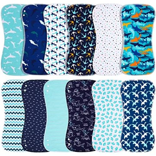 Baby Burp Cloths & Bibs 2-in-1 Design 3 Layers Thicken Cotton Absorbent and Soft Spit Up Burping Rags Set for Newborn