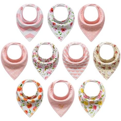 Little Tots Baby Bandana Drool Bibs for Boys, Girls, Baby Unisex Cotton Bibs 4/8/10 Pack Soft and Absorbent