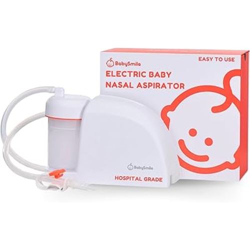 BabySmile | Electric Baby Nasal Aspirator | Nose Suction for Newborn | Snot Sucker for Toddlers | Hospital Grade Suction 3 Levels | Boogers/Mucus