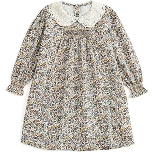 Curipeer Little Girls Summer Dress Floral Short Sleeve Cotton Casual Outfits Beach Dress 2-8Y