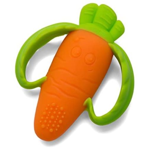 Infantino Lil' Nibble Teethers Carrot - Silicone Soft-Textured teether for Sensory Exploration and Teething Relief, with Easy to Hold Handles, 1 Count (Pack of 1)
