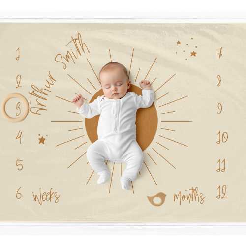 Sun Baby Blanket, Milestone Blanket for Boy, Cute Baby Newborn Photo Prop, Baby Photo Monthly Blanket, Custom Boy Blanket, Personalized Gift