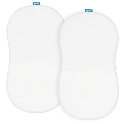 100% Cotton Bassinet Sheets Compatible with Halo Bassinest Swivel, Flex, Glide, Premiere & Luxe Series Sleeper, 2 Pack, Ultra Soft Bassinet Sheet for Baby, White - for Halo BassiNest Swivel Sleeper