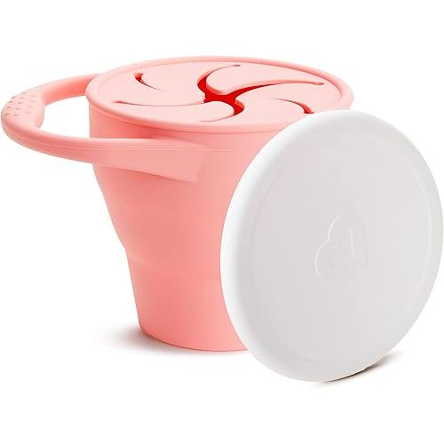 Munchkin C’est Silicone! Snack Catcher Toddler Snack Cup with Lid, Coral