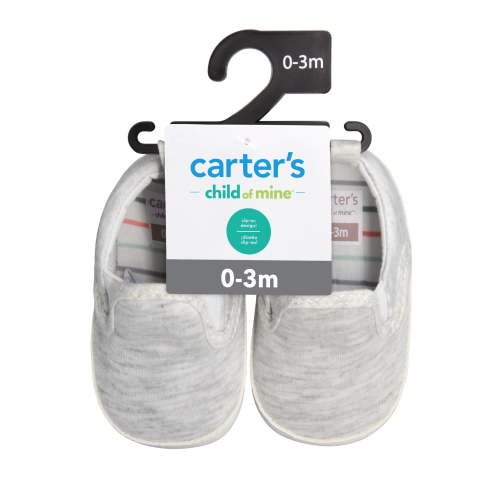 Carters Child of Mine Baby Boys Slip-on Sneakers, Grayborn to 3 Months